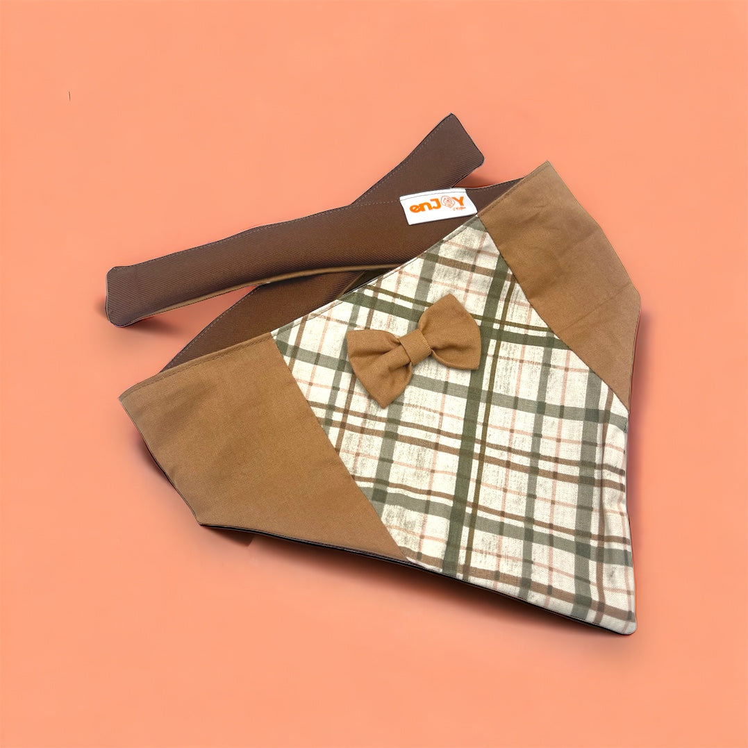 Bandana Tuxedo Brown Plaid Print 2-in-1