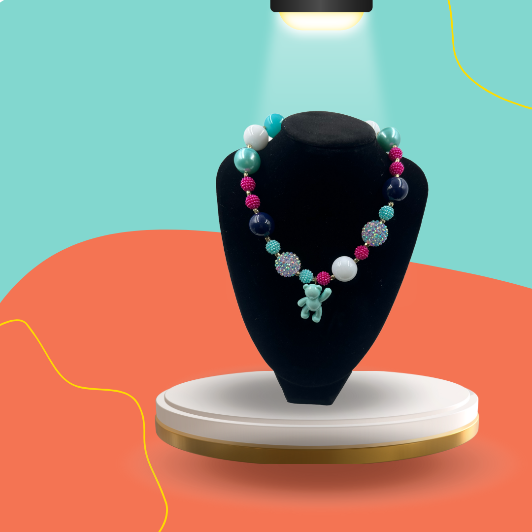 Necklace Bear Baby Blue