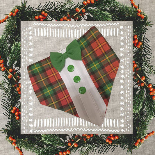 Christmas dog bandana-tuxedo